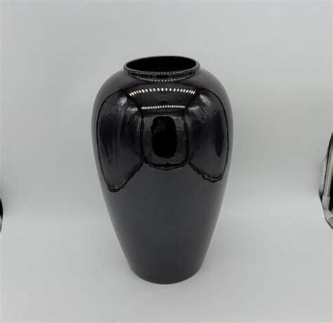 Vintage Royal Haeger Pottery Usa Floor Vase Gloss Ebony Black 4304
