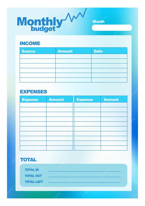 premium vector template monthly budget printable