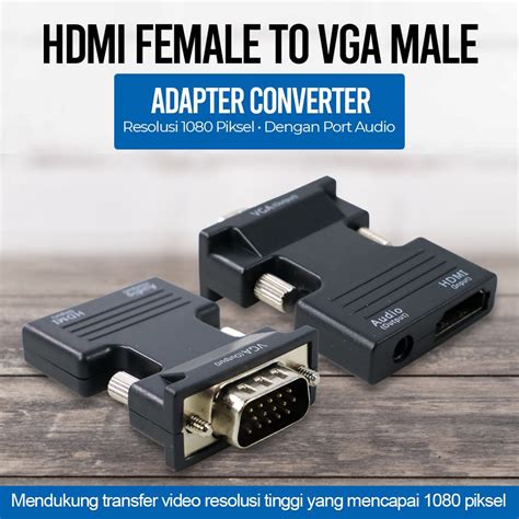 Adaptor Converter Hdmi Female To Vga Male P Audio Port Hv