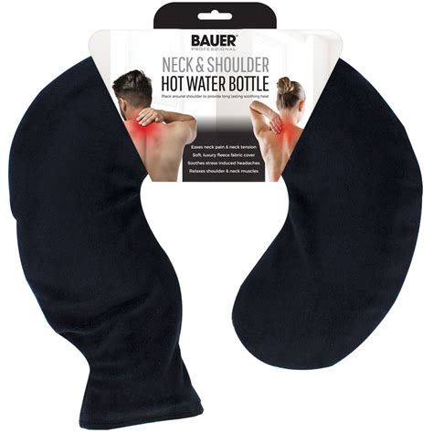 Bauer Professional Black Soft Fleece Neck And Shoulder Hot Water Bottle Wilko
