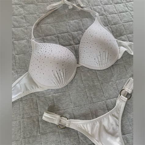 Venus Swim White Bedazzledrhinestone Pushup Bikini Top Poshmark