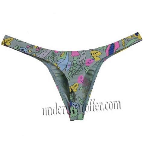 Men Cotton Printing Ultra Thin G String Bikinis Thongs Jockstrap Gay Men Thong Jockstrap G