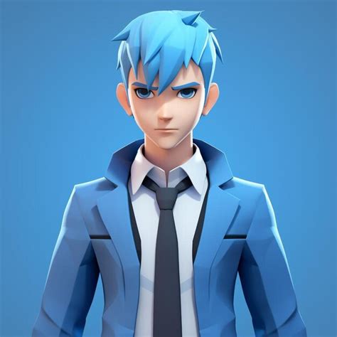 Premium AI Image | a blue anime character with a shirt that says " he's ...