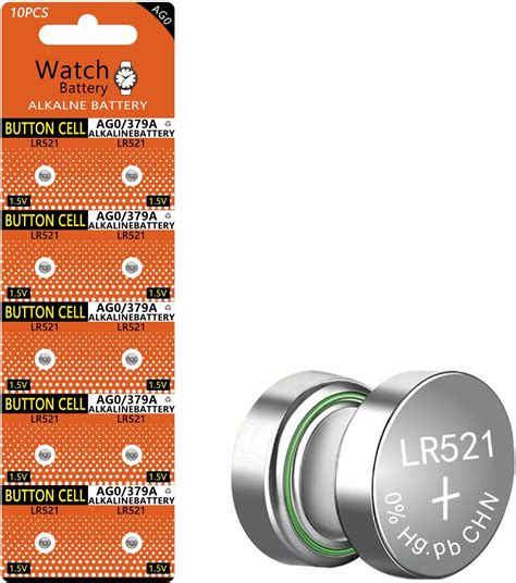 10PCS SR521SW AG0 Coin Battery 379 LR521 Alkaline Battery 1.5V Button ...
