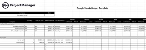 Google Sheets Budget Template: Track Business Costs Online - ProjectManager