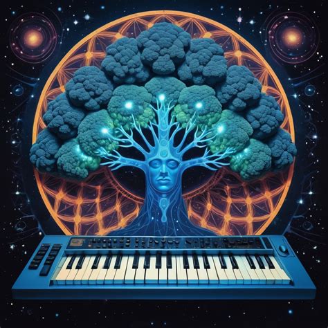 Cosmic Broccoli in Space with Glowing Moog Keyboard | Stable Diffusion ...