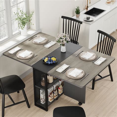 Homcom 55 Solid Wood Kitchen Table Drop Leaf Tables For Small Spaces