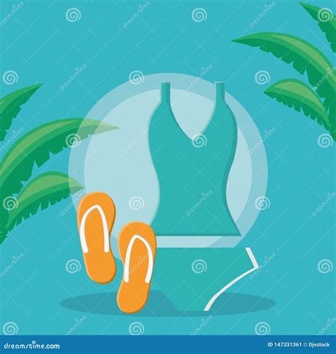 Female Swimsuit Bikini With Flip Flops Stock Illustration Illustration Of Tourism Dress