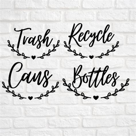 Decorative Trash Recycle Bottles Cans Sticker Vinyl Decal Trash