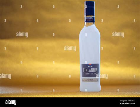 Helsinki Finland January 2 2023 Iced Bottle Of Finlandia Vodka
