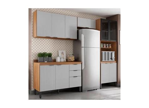 Cozinha Completa Firenze Portas Gavetas Amêndola Touch Nude Prime