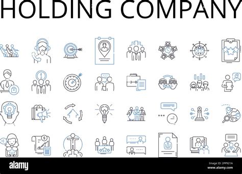 Holding company line icons collection. Parent corporation, Control ...