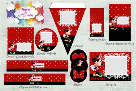 Kit Imprimible Minnie Roja Y Negra Imprimibles Editables Gratis Kit