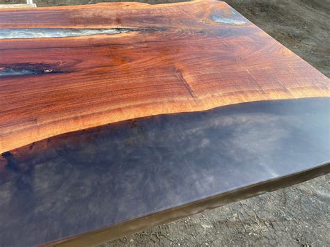 Gorgeous Walnut Live Edge Black And White Dining Table Epoxy Resin