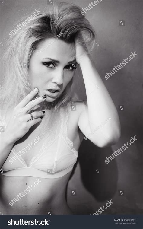 Sexy Blonde Girl Brown Eyes Posing Stock Photo Shutterstock