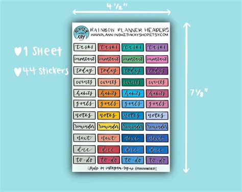 Rainbow Planner Headers Stickers For Planners Journals And Organizers