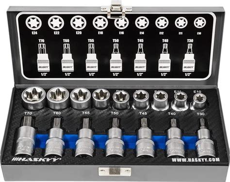 Haskyy Professionele 16 delige schroevendraaierbitset Torx, moerset bit ...