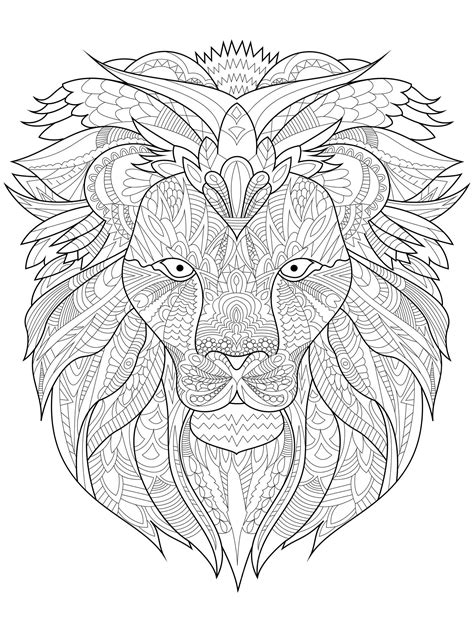 Premium Vector Lion Coloring Vector For Adults