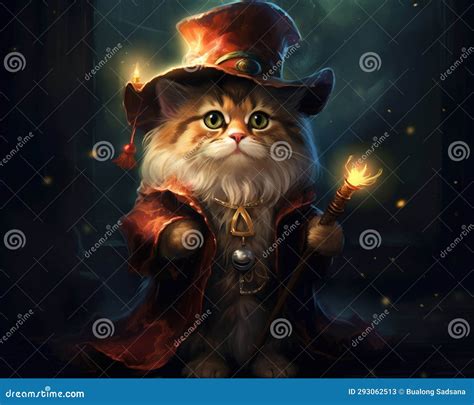 Cute Cat in a Wizard Costume. Stock Illustration - Illustration of ...