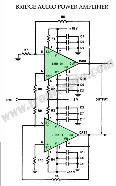 Bridge Audio Power Amplifier Circuit Diagram