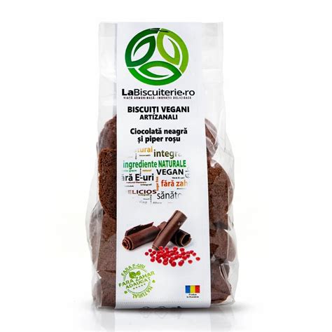 Biscuiti Vegani Cu Ciocolata Neagra Si Piper Rosu Fara Zahar G