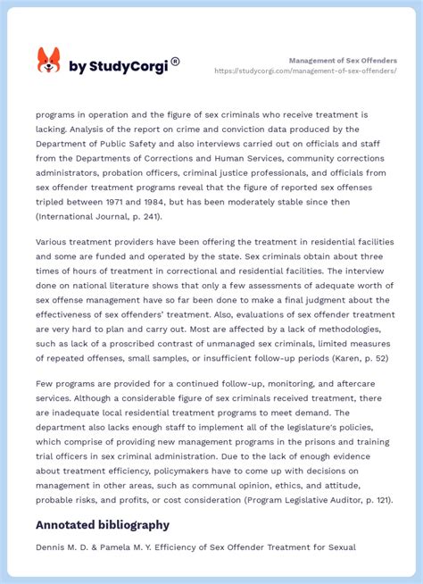 Management Of Sex Offenders Free Essay Example