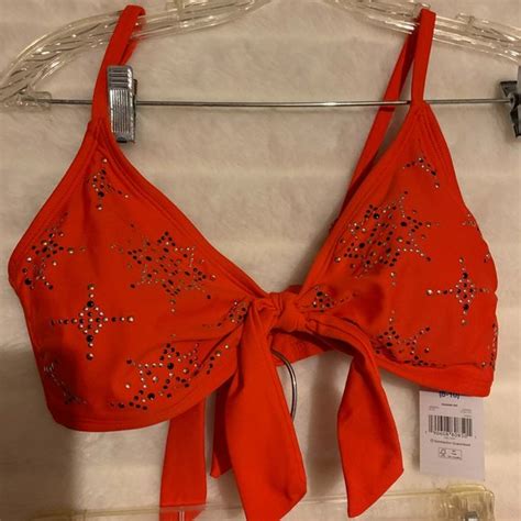 Time And Tru Swim Nwt Time And Tru Red Beaded High Rise Bikini Swimsuit M Poshmark