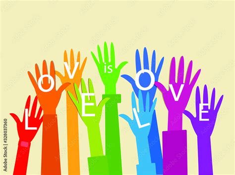 Rainbow Colored Hands Raised Up Gay Pride Lgbt Concept Lgbt Rainbow Flag Vector Colorful
