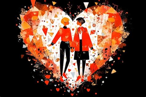 Premium Photo Lesbian Anime Couple Inside Abstract Heart Illustration Valentine Romantic