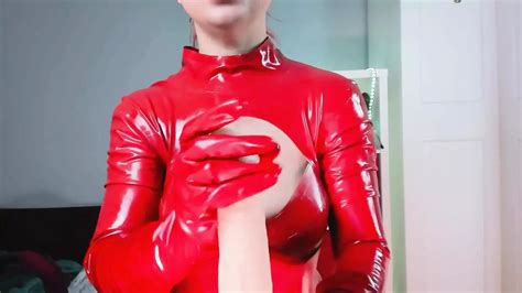 JOI Red Latex Catsuit Red Latex Gloves Amateur Porn Feat Ella Kross By FapHouse XHamster