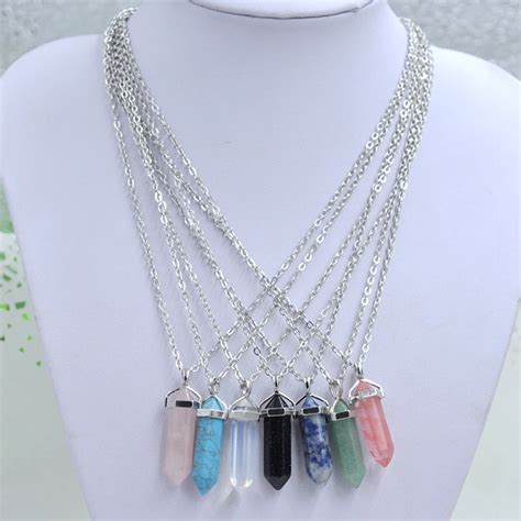 Pcs Bullet Shape Natural Stone Real Necklace Howlite Crystal Gem Stone