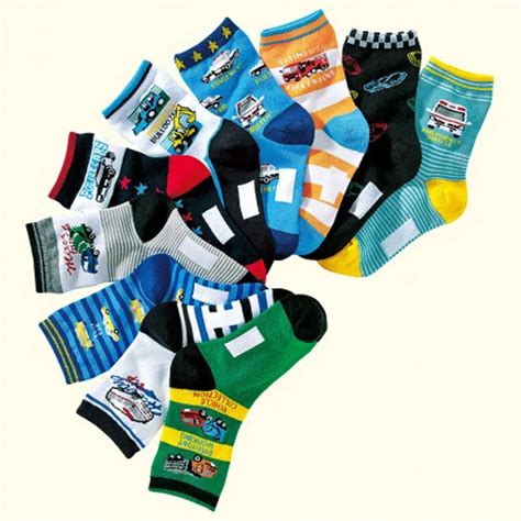 10 Pairslot 4 12 Years Kids Socks Cartoon 100 Cotton Boys Socks High
