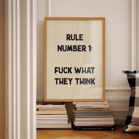 Rule Number 1 Fuck What They Think Rude Typography Poster Inspirational Bedroom Wall Art Funny