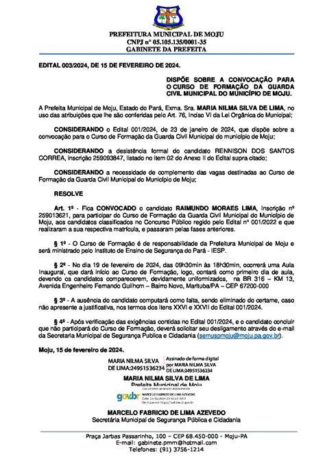 Edital Da Guarda Municipal - EDITAL 003 2024 - FORMACAO GCM -Guarda Municipal-assinado - Prefeitura ...