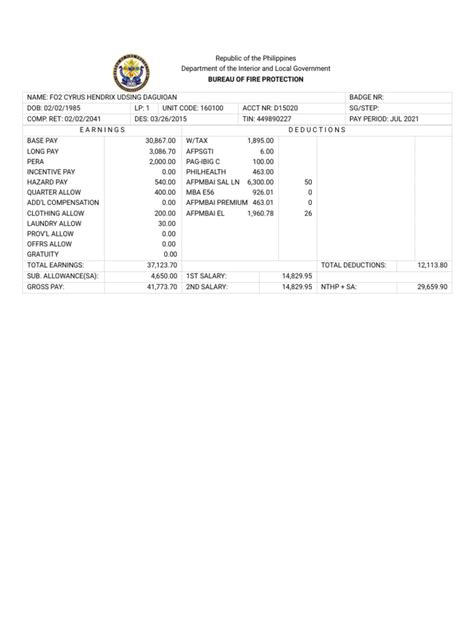 Bfp Payslip Portal Print Pdf