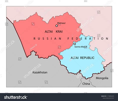 vektor stok schematic map altai krai altai republic  royalti  shutterstock