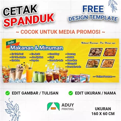 cetak spanduk banner aneka minuman  makanan bisa kustom ukuran