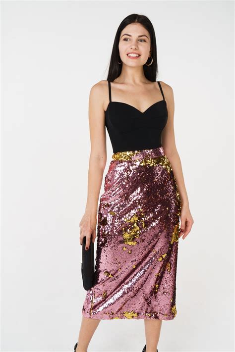 Юбка-карандаш, расшитая пайетками, с разрезом сзади LN Family Цвет ...