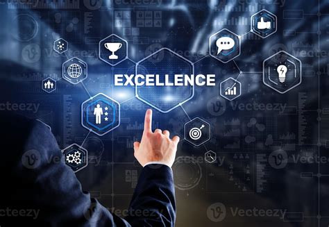 Excellence Concept. Quality Service. Businessman pressing Excellence ...