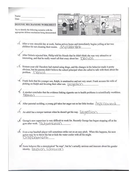 Defense Mechanisms Worksheet Nsg 211 Studocu Worksheets Library