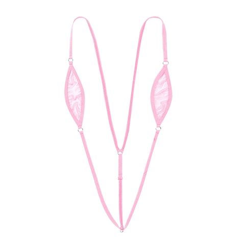 JanJean Women One Piece Sheer Lingerie Spaghetti Straps Y Back Mini Micro Thong Bikini Nightwear