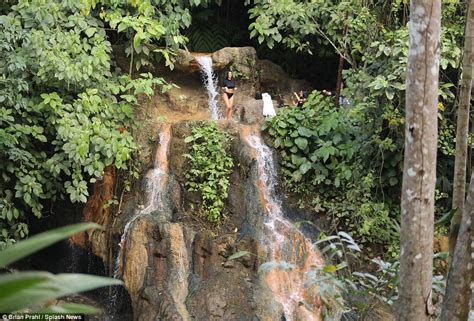 Kim Kardashian Takes Bikini Dip In A Waterfall Daily Mail Online