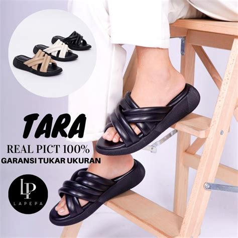 Jual Lapepa TARA Sandal Slop Wedges Wanita Sole Tinggi Empuk Casual