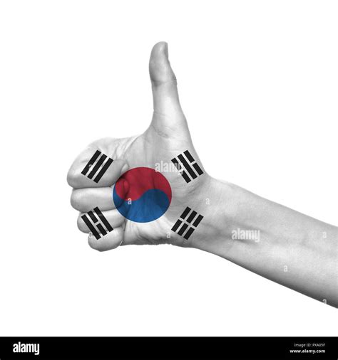 Korea Flag Painted On Hand Over White Background Stock Photo Alamy