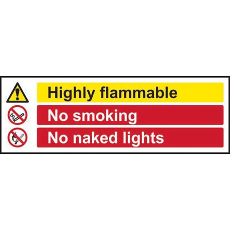 Highly Flammable No Smoking No Naked Lights Sign Non Adhesive Rigid Mm PVC Board Mm X