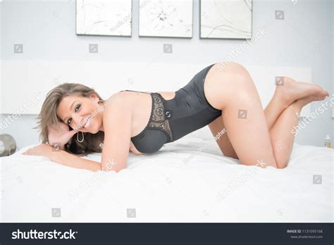 Beautiful Woman Posing Lingerie Her Bedroom Stock Photo 1131095168 Shutterstock