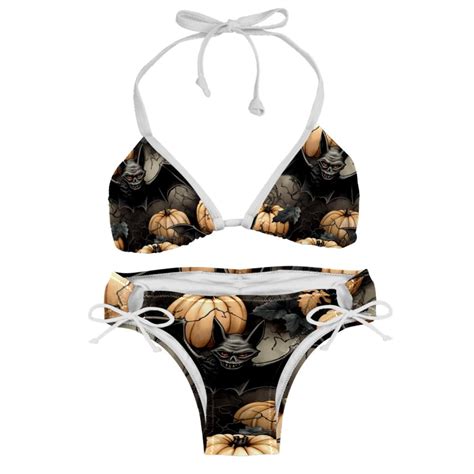 Halloween Bat Detachable Sponge Adjustable Strap Bikini Set Two Pack Swimsuit Swim Suits Swim