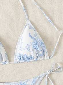 Swim Mod Summer Beach Women S Floral Printed Halter Neck Bikini Set
