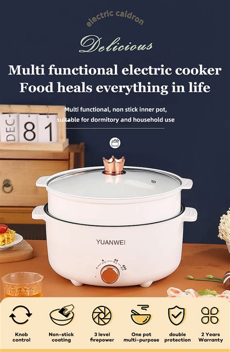 5L Multi Electric Cooker Big Capacity Electric Cooking Pot 28CM Non Stick Pan Hot Pot Rice