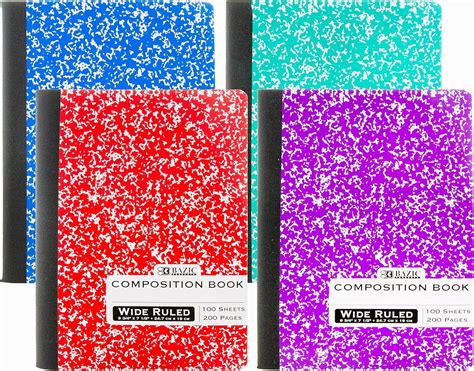 Bazic Composition Book Wide Ruled 100 Sheet Premium